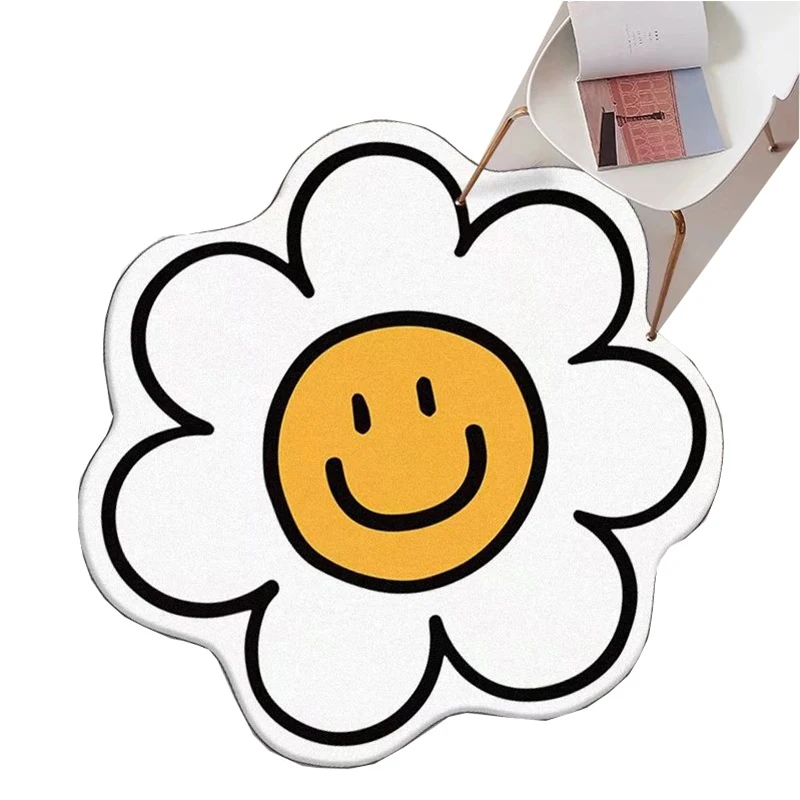 Sun flower smiling face circular carpet cloakroom bedroom bedside balcony floor mat dressing table chair foot mat