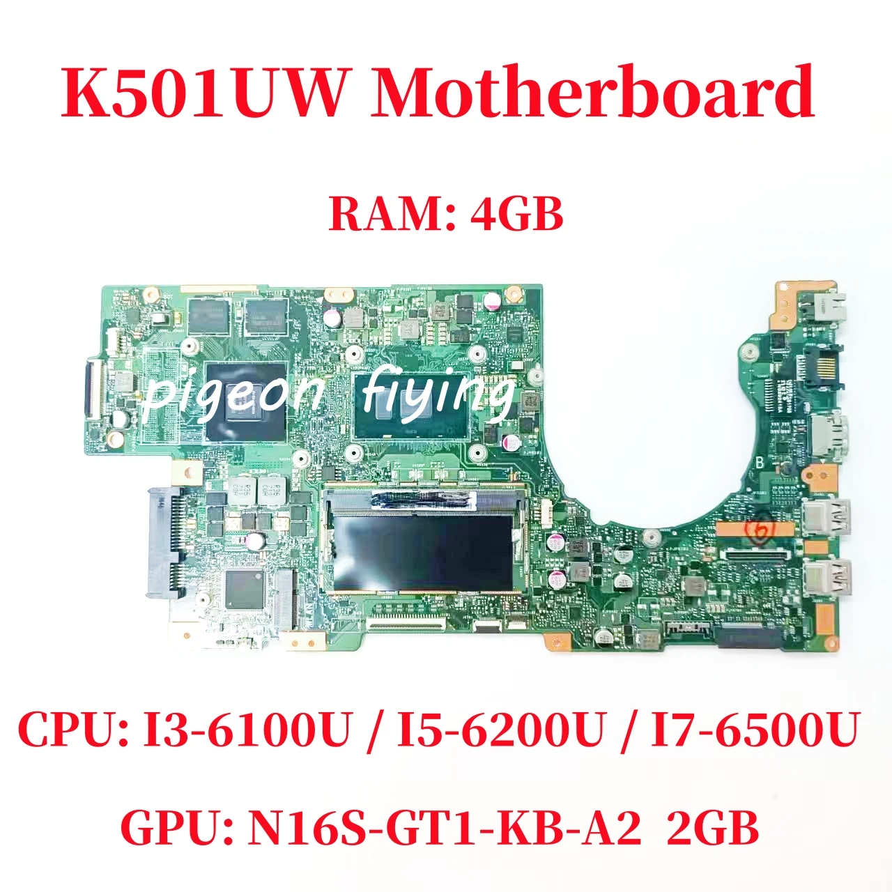 

K501UW Mainboard For ASUS K501UQ K501UW K501UB K501UXM Laptop CPU: I3 I5 I7 6Th Gen GPU: N16S-GT1-KB-A2 2GB DDR4 100% Test OK