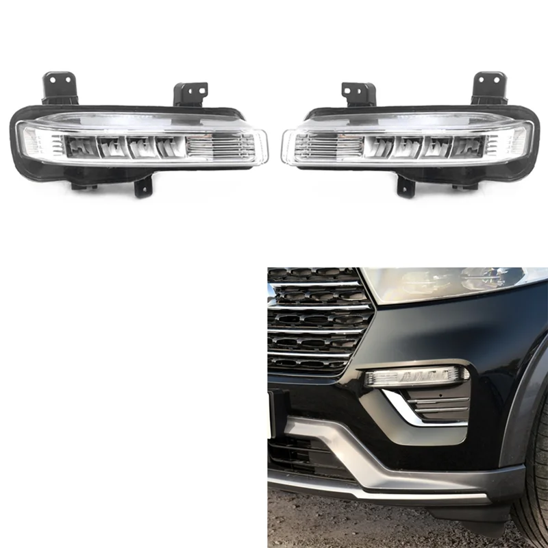 ไฟ LED ด้านหน้าซ้ายรถไฟตัดหมอก Ford Explorer 2020 2021 2022โคมไฟสำหรับขับขี่อัตโนมัติไฟวิ่งกลางวันกันชน