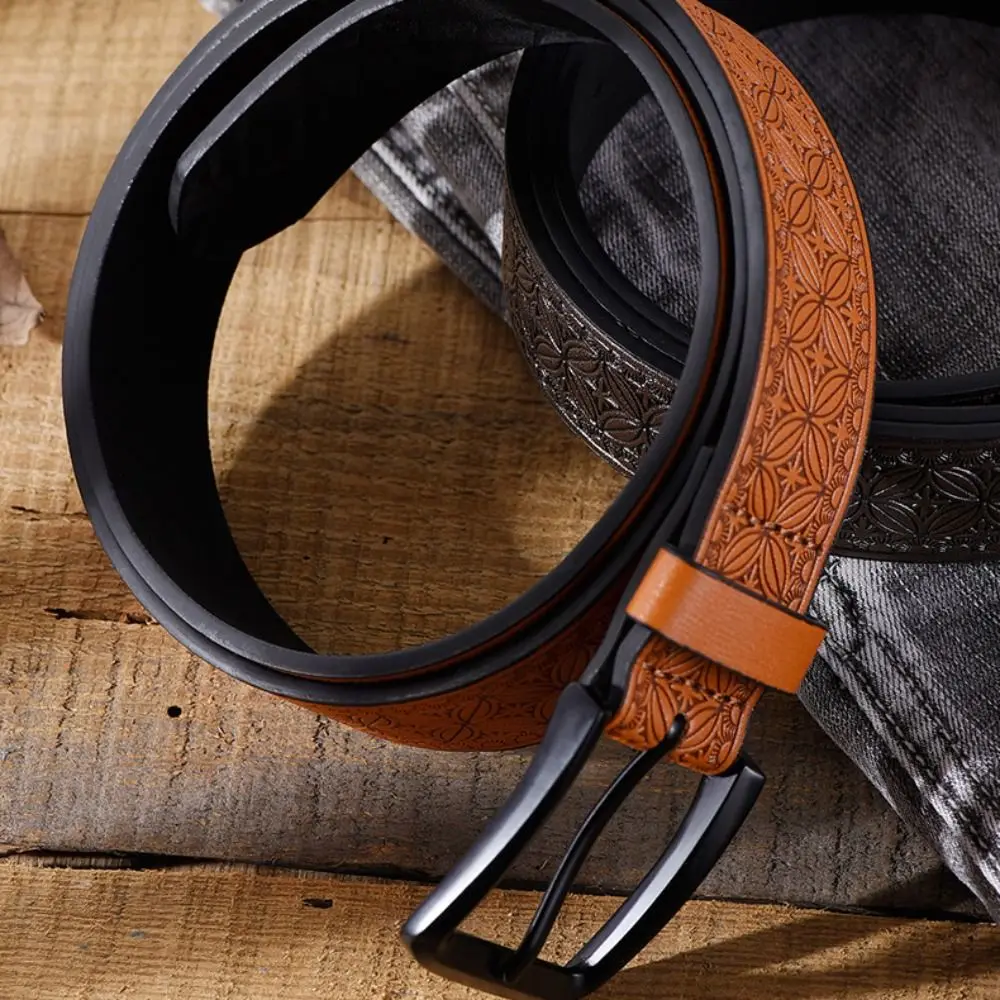 Fashion Luxury Design PU Leather Belt Casual Trendy Brand Alloy Pin Buckle Waistband Versatile Business Belt