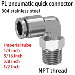 PL304 Stainless Steel Pneumatic Quick Connector for 1/4 5/16 3/8 1/2 Inch Tube Hose Fitting NPT1/8 Male Compressor Fitting