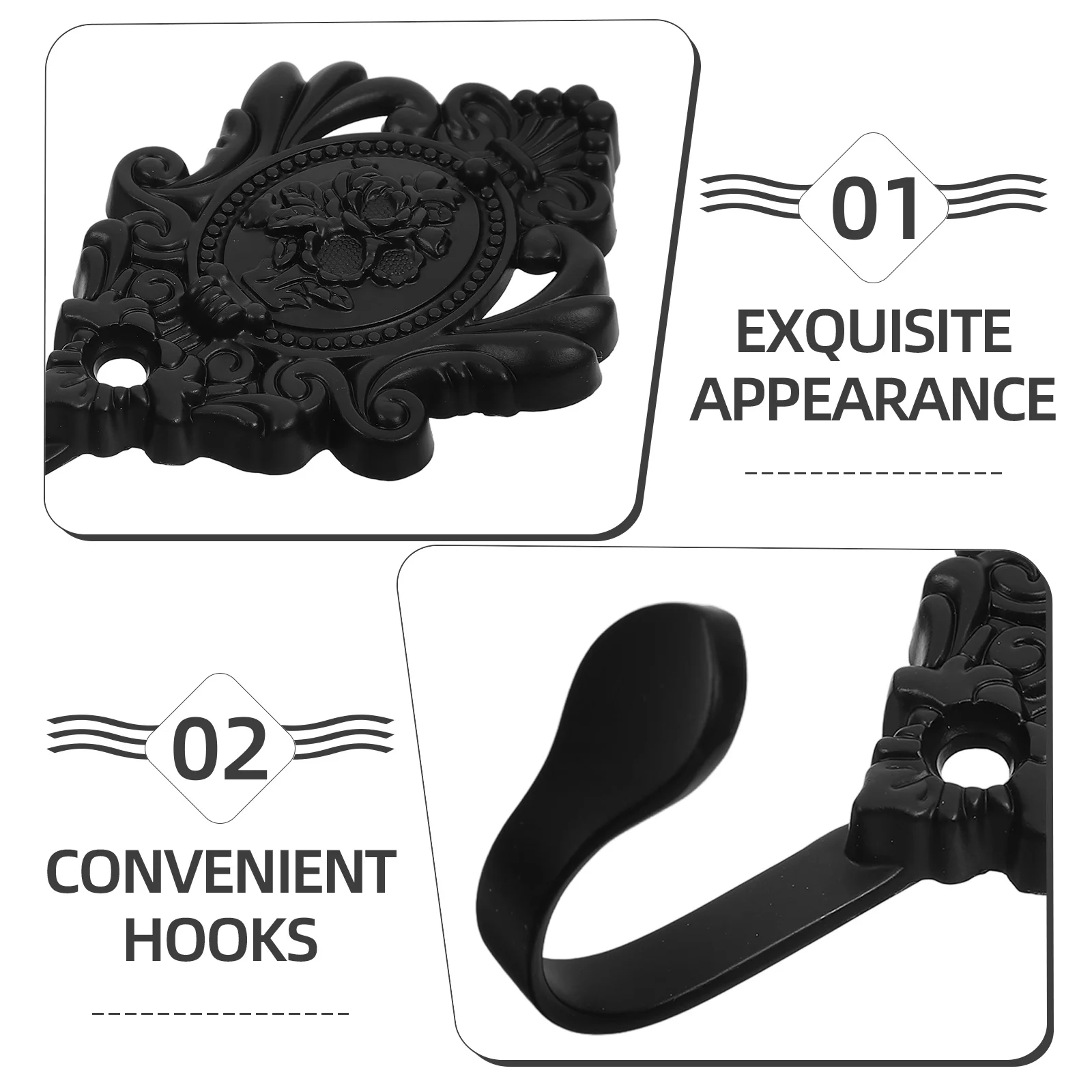 

2Pcs Zinc Alloy Curtain Holdbacks Classical European Style Curtain Side Holders Tieback Hooks for Walls Drapery