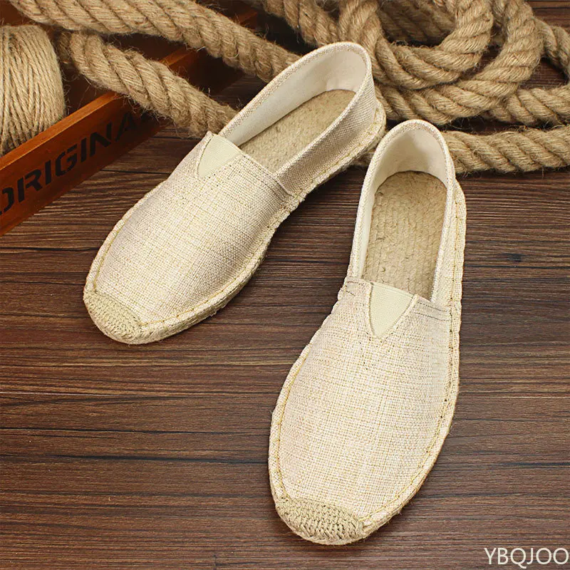 2023 Summer Autumn Men Canvas Shoes Breathable Men\'s Casual Shoes Slip-On Hemp Shoes Graffiti Espadrilles Women Footwear Flats