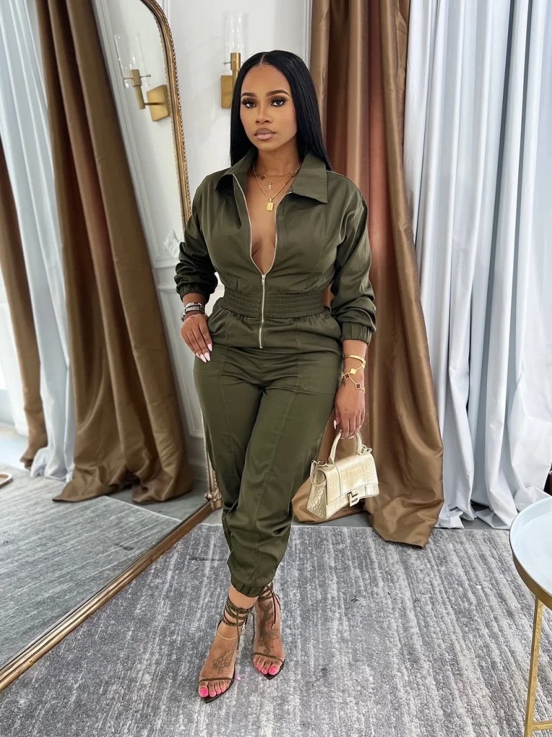 

Streetwear Jumpsuits Autumn Clothes Women Full Sleeve Long Pants Rompers Playsuits One Pieces Overalls Outfit