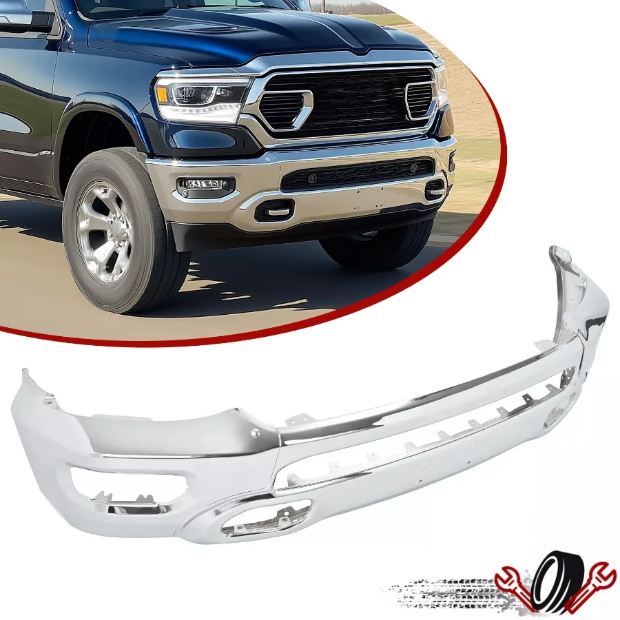 

Chrome Front Bumper Face Bar W/ Fog Light Holes For Ram 1500 2019-2024