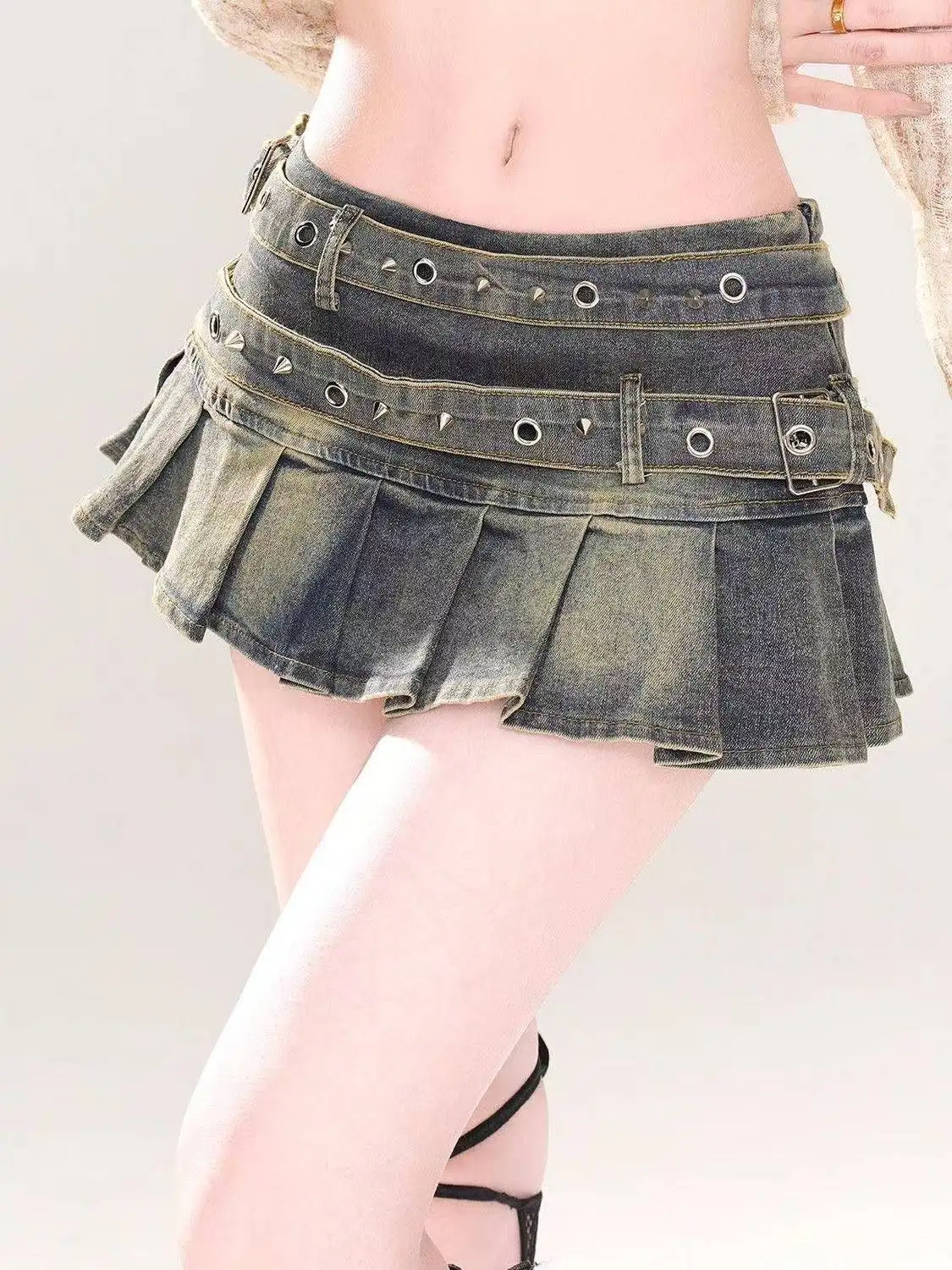 Black Gothic Mini Skirt Woman Y2K Korean Fashion High Street Aesthetic Elegant Retro A-line Mini Denim Skirt Outfits 2026