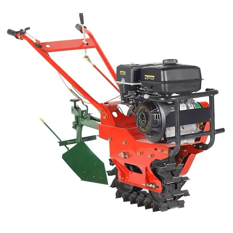

Micro tiller 173 air cold chain roller type single wheel plowing machine, vegetable garden trenching and soil wading machine