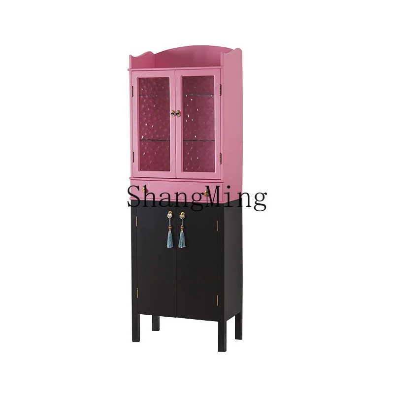 SM Dopamine Cabinet Living Room Figure Display Cabinet Dustproof Solid Wood Simple Wall Locker