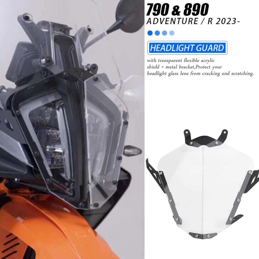 

For 790 Adventure ADV R 890 ADVENTURE R Motorcycle New Headlight Protector Acrylic Light Lamp Cover Transparent 2023 2024