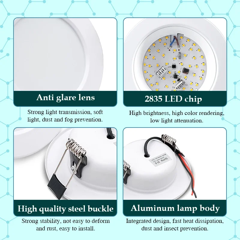 Imagem -03 - Luz de Teto Redonda Led para Quarto e Cozinha Downlight Corpo Branco 5w 9w 12w 15w 18w dc 12v 24v ac 110v 220v Iluminação Interior