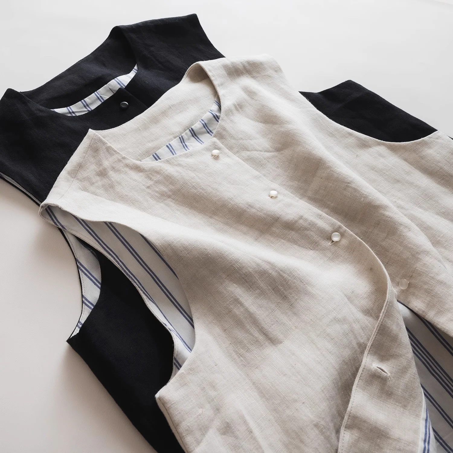 

Summer Versatile ort Thin Svel round Ne Linen Jaet Women's Vest Artistic Japanese Sle Faionable Layering Top