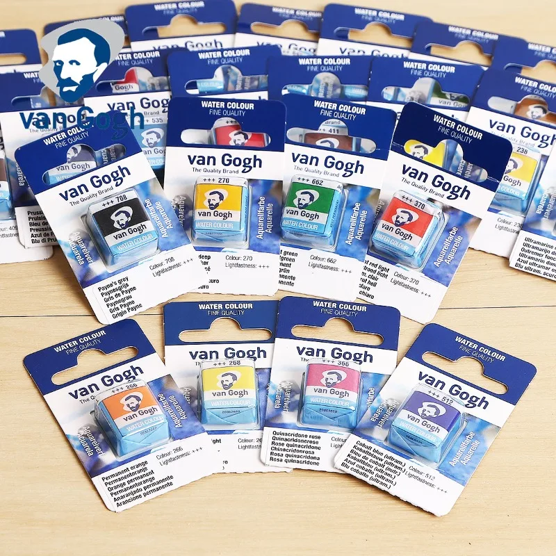 

VAN GOGH Solid Watercolor Paint Half Pans Single Refill Pack Student Sketching Painting Portable Acuarelas Artist Art Supplies