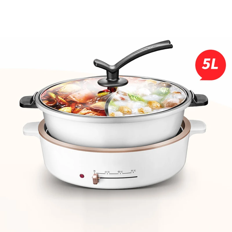 

1300W Hotpot pot 5L Large capacity Induction cooker hot pot electric Household Mandarin Duck Electric hot pot cooker skillet