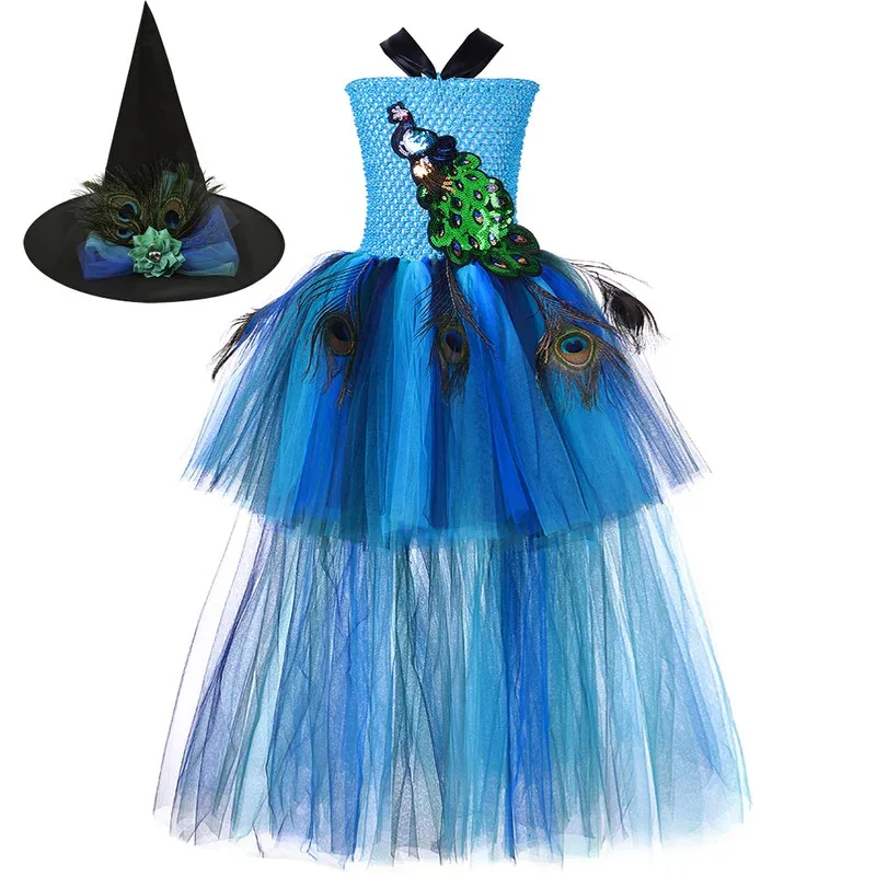 Sky03 여자를위한 높은 낮은 공작 후행 드레스 크리스마스 할로윈 의상 어린이 생일 저녁 파티 멋진 Tutus with55Hu%