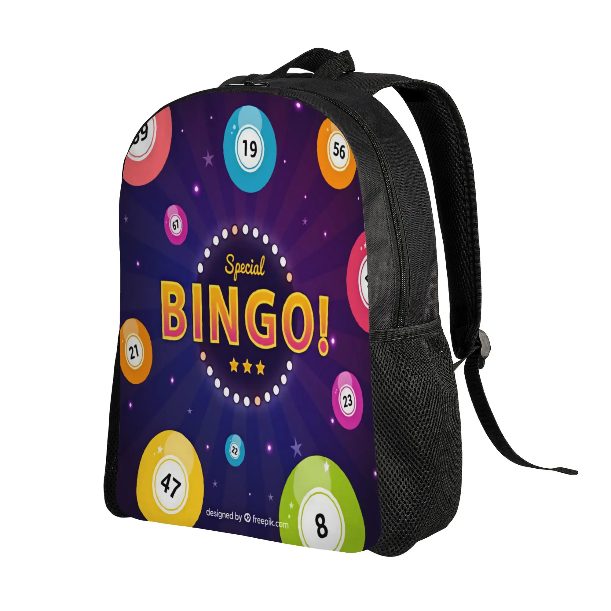 Bingo Balls Paper Game Backpack  Trekking Backpacks Student Unisex Custom Pattern School Bags Elegant Rucksack