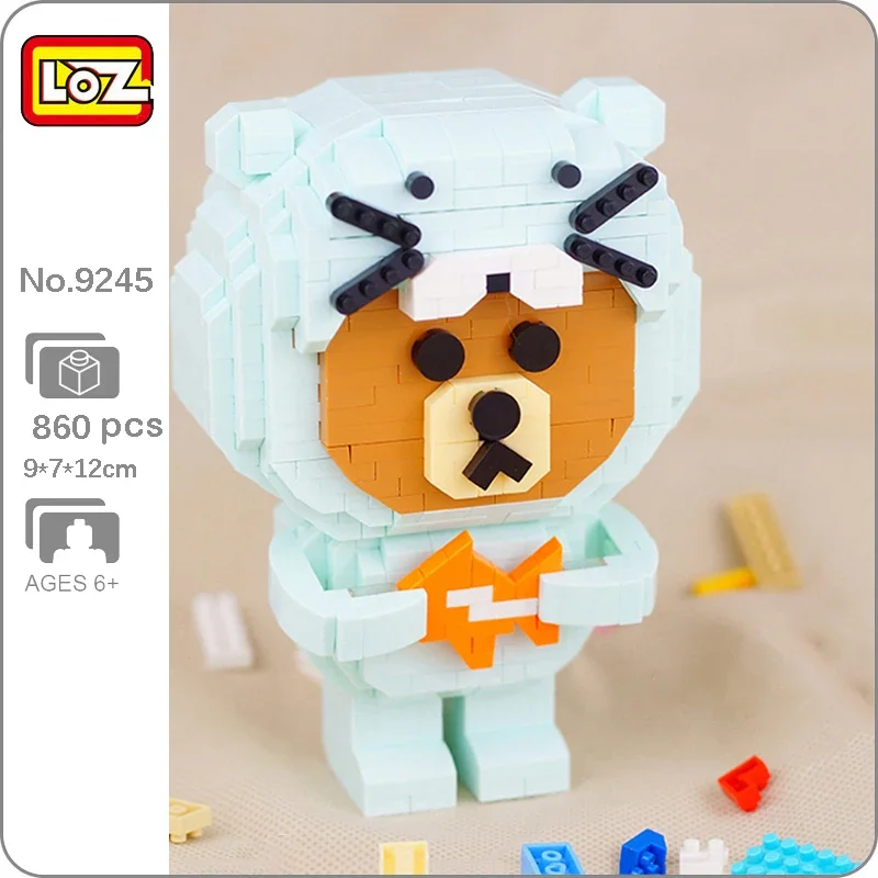 LOZ 9245 Animal World Beaver Cosplay Clothing Bear Fish Pet Doll DIY Mini Diamond Blocks Bricks Building Toy For Children No Box