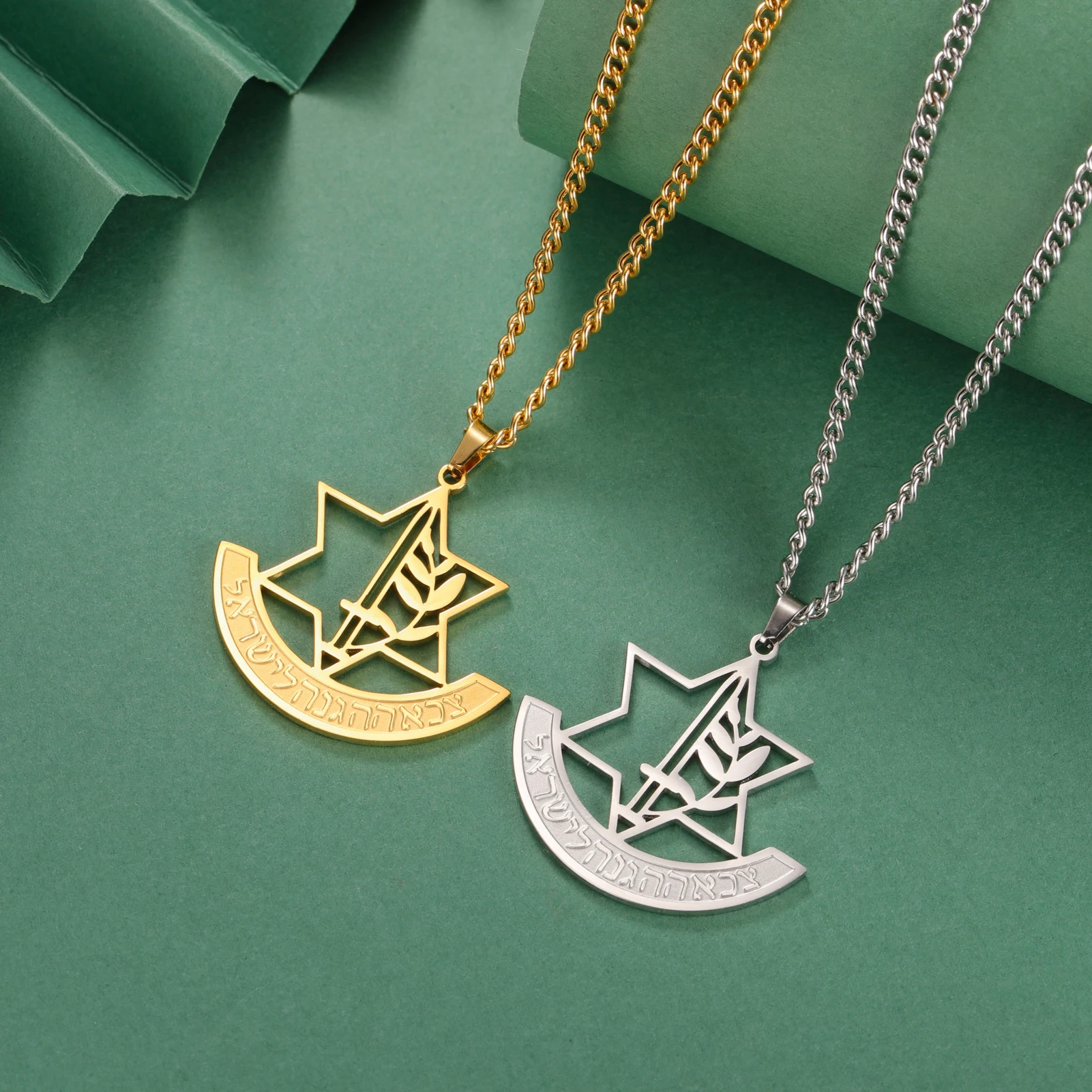 Dreamtimes Hebrew Star of David Necklaces Stainless Steel Hollow Hexagonal Star Necklace Box Chain Magen Jewish Chain Jewelry