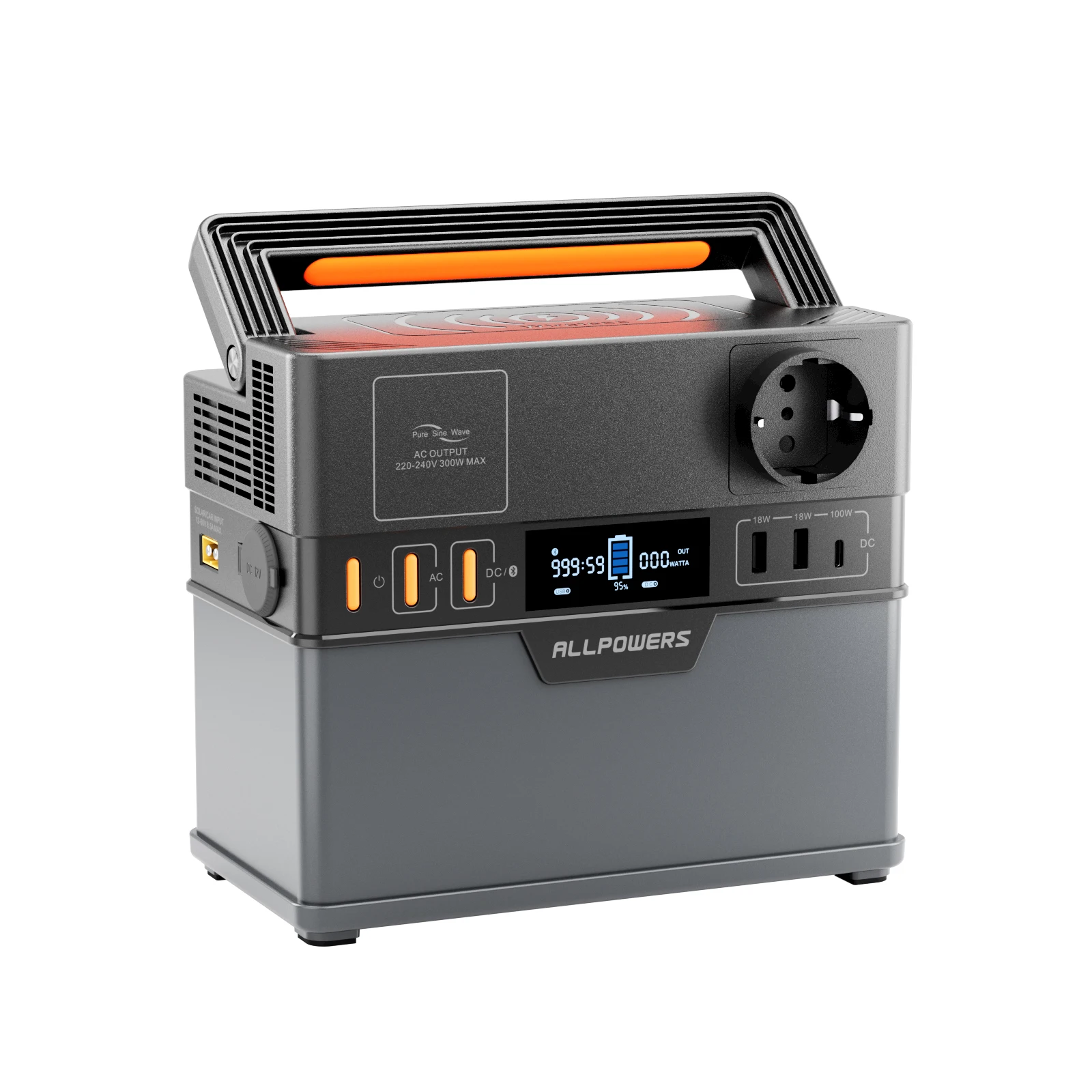 ALLPOWERS S300 PLUS 300W Tragbare Powerstation 288Wh 78000mAh Solargenerator mit kabelloser Ladefunktion für Camping, Wohnmobile, Zuhause und Partys