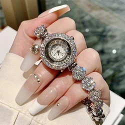 Luxury Jewelry Lady Women's Watch Fine Fashion Hours Crystal Bracelet Rhinestone Gold Plated Girl Gift Royal Crown Box