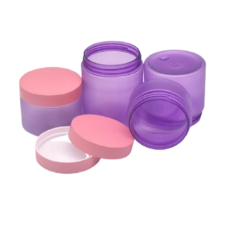 

24Pcs Empty Plastic Cream Jar Pink Color Cover Frosted Purple Bottle 100g 120g 150g 200g 250g Refillable Packaging Container