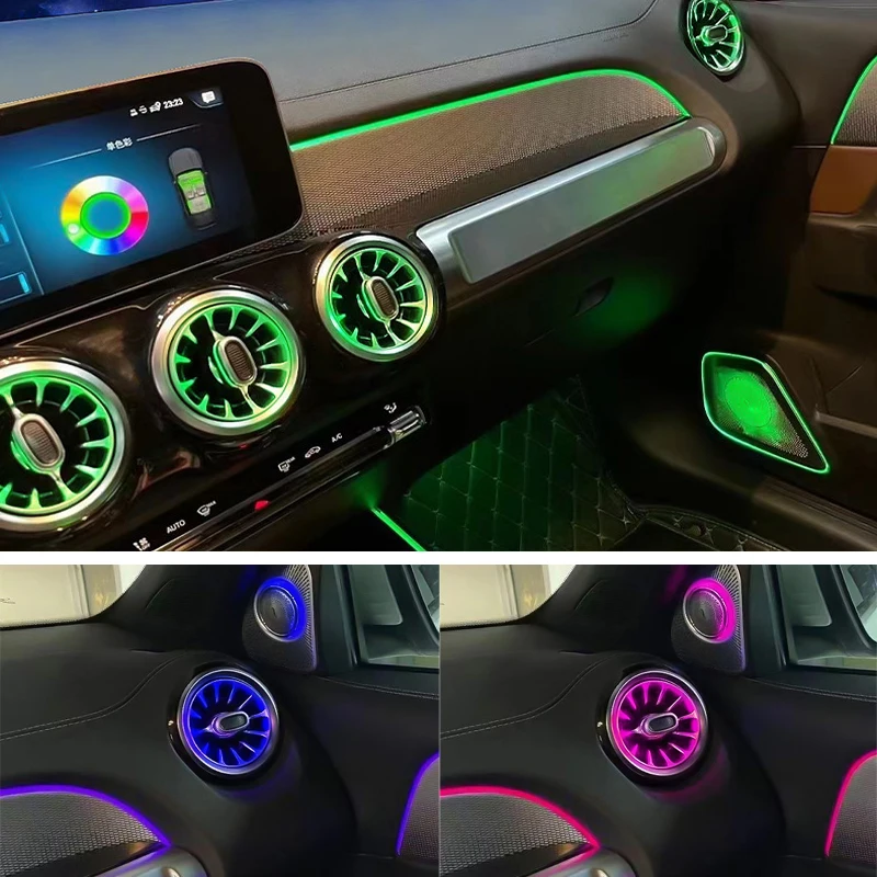 Turbina de ventilación LED para coche, salida de aire acondicionado de 64 colores para Mercedes Benz B GLB GLA clase H247 X247 W247