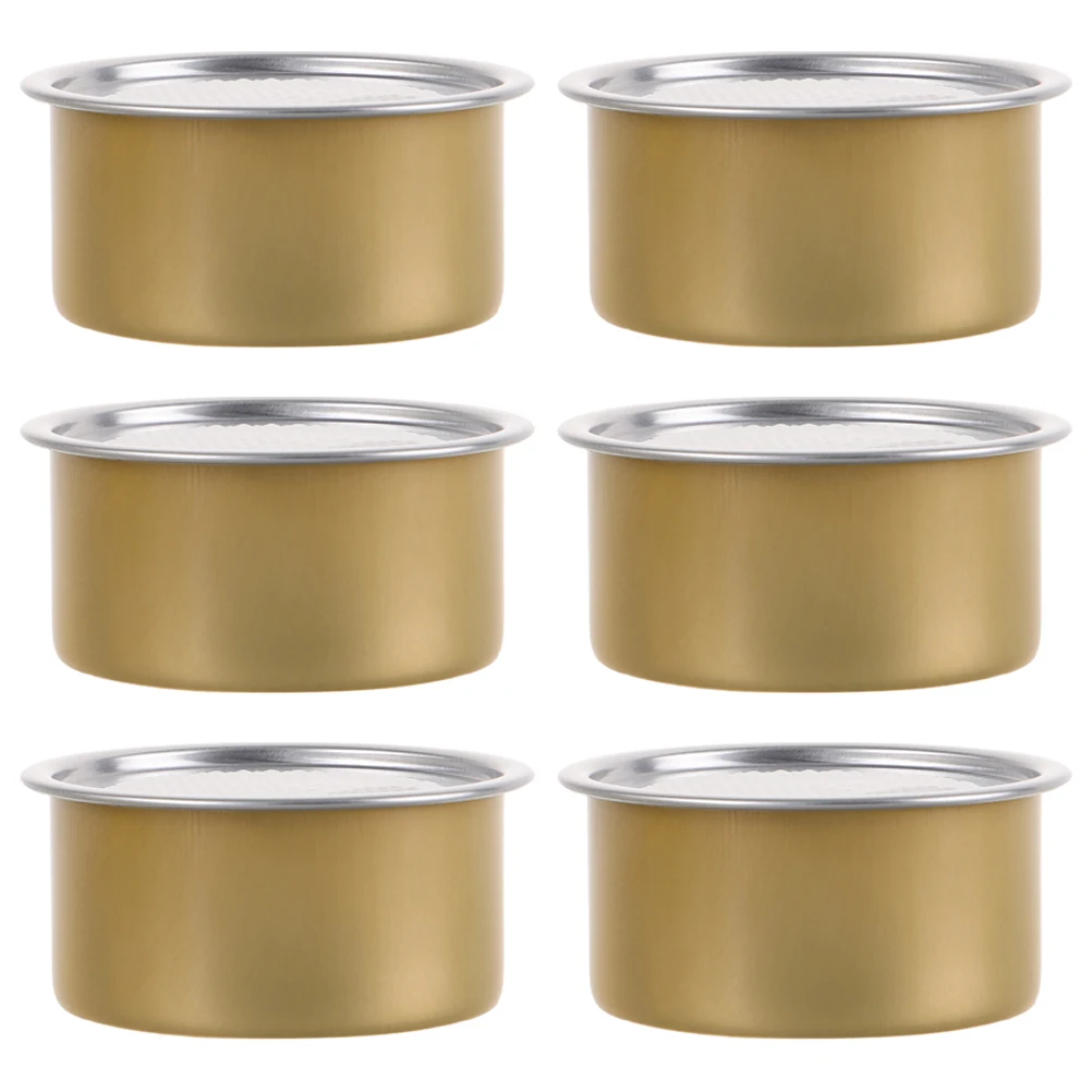 

6pcs Aluminum Canister For Cake Mousse Dessert Pet Food Storage Container With Lid Travel Outdoor Snack Organizer Small Round