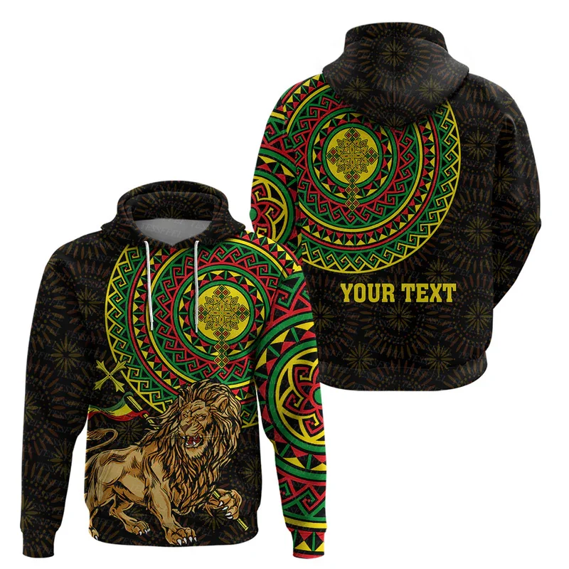 

Custom Name Ethiopia County Flag Lion Reggae Africa Native Tribe Tattoo Retro 3DPrint Harajuku Casual Pullover Jacket Hoodies A9