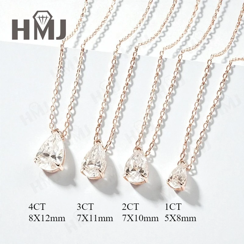 Moissanit-Halskette mit 1/2/3/4 Karat D-Farbe Birnenförmiger Moissanit S925 Vergoldete Kette in Weiß, Gelb oder Roségold für Damen, Verlobung, Alltag und Charme – Detail 7