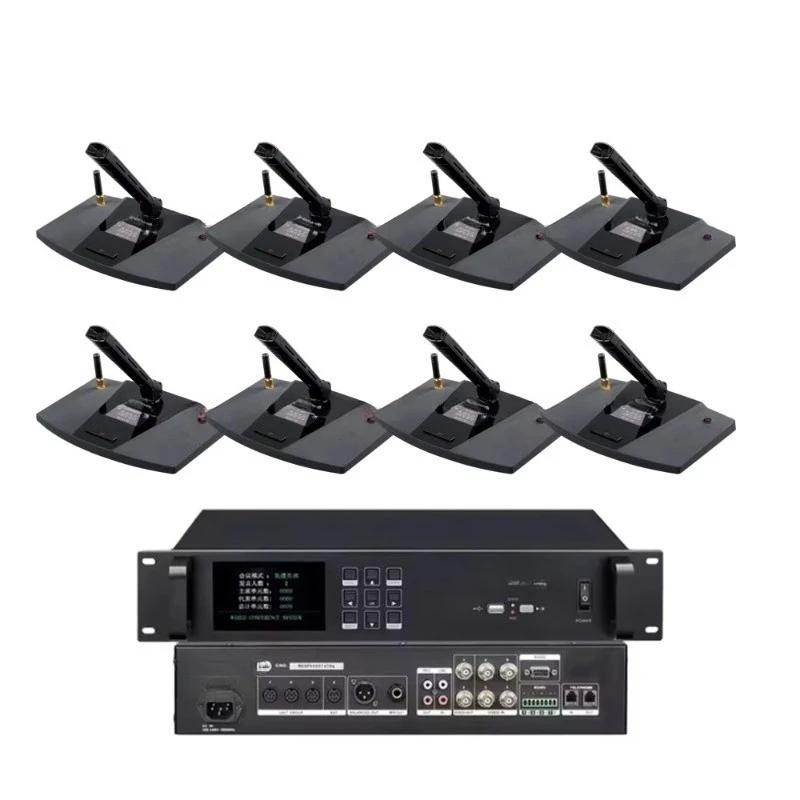 All-in-one video conferencing system with audio microphone and conference camera for presenting conference voting