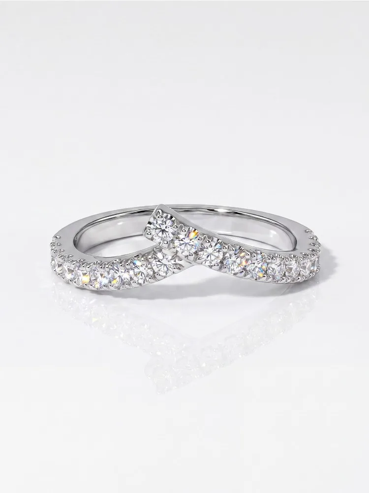 925 Sterling Silber Einfacher Klassischer V-förmiger Vollzirkon-Ring für Damen, Täglicher Verlobungs- und Hochzeitsschmuck, Luxuriöser Hochwertiger Edel-Schmuck – Detail 4