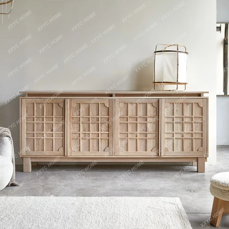 

L retro solid wood dining side living room foyer storage cabinet