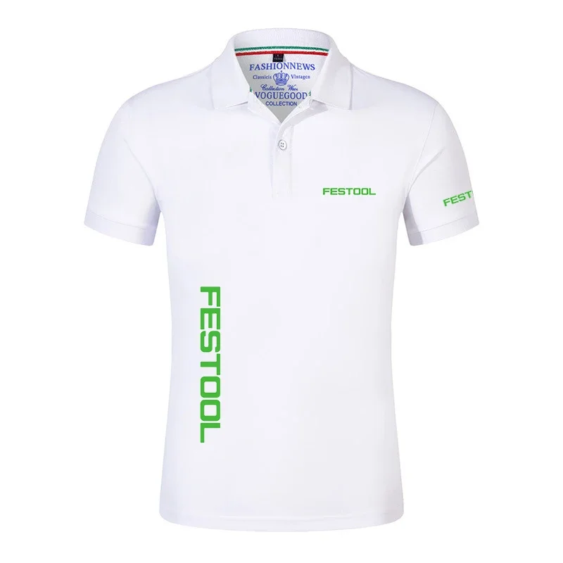 Festool Tools Printing Fashion New-Design Short Sleeve Sports-Wear Mens Polos Shirts Lapel Casual Polos Clothing Slim Tops