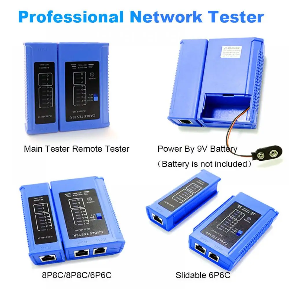 TEROW RJ45 Crimping Tool Pliers Network Tool Kit LAN Cable Tester Wire Stripper Connectors for RJ45/RJ11/RJ12/CAT5/CAT6/Cat5e