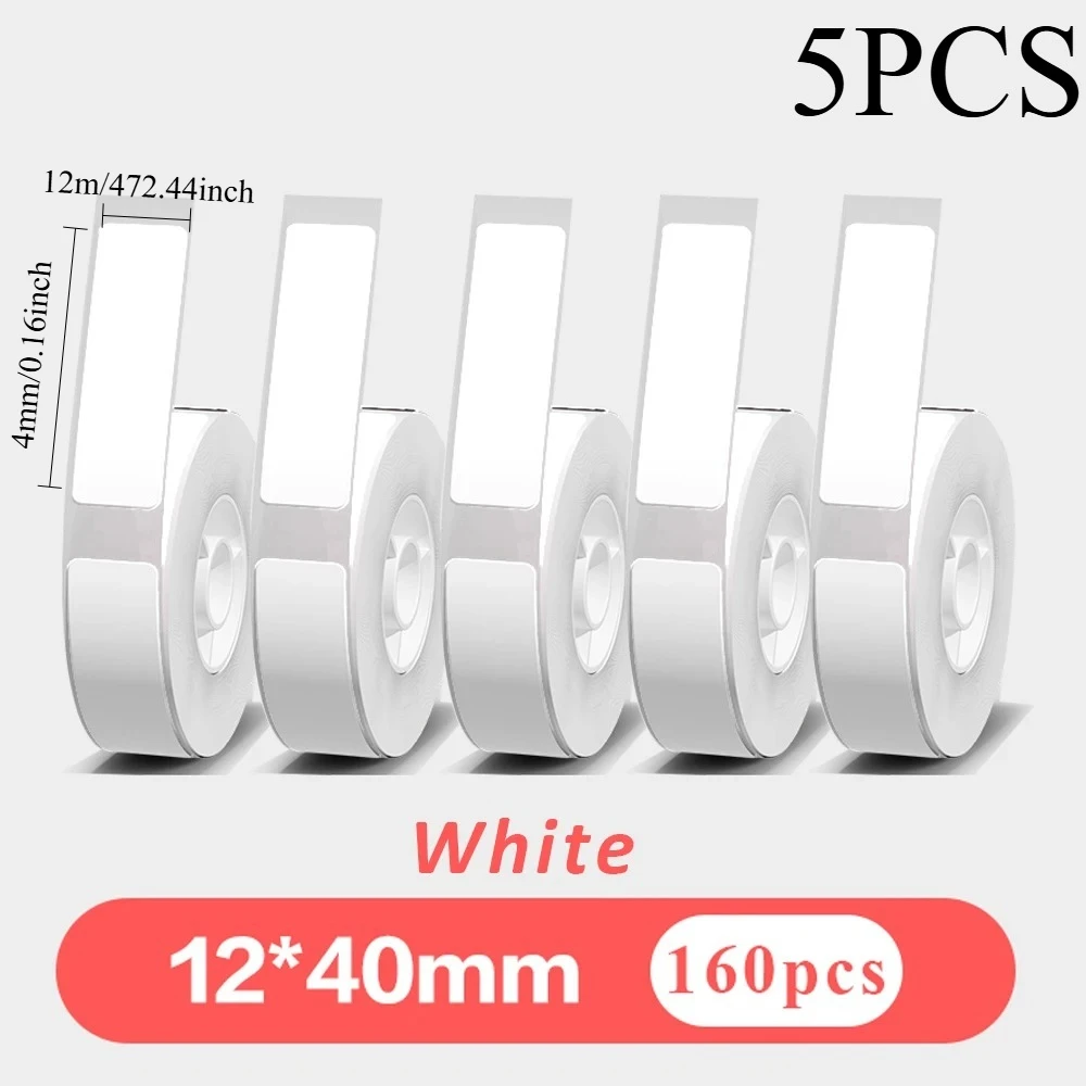 5 rollos de papel de etiquetas portátil blanco, pegatinas autoadhesivas para impresora térmica, etiquetas adhesivas multiusos