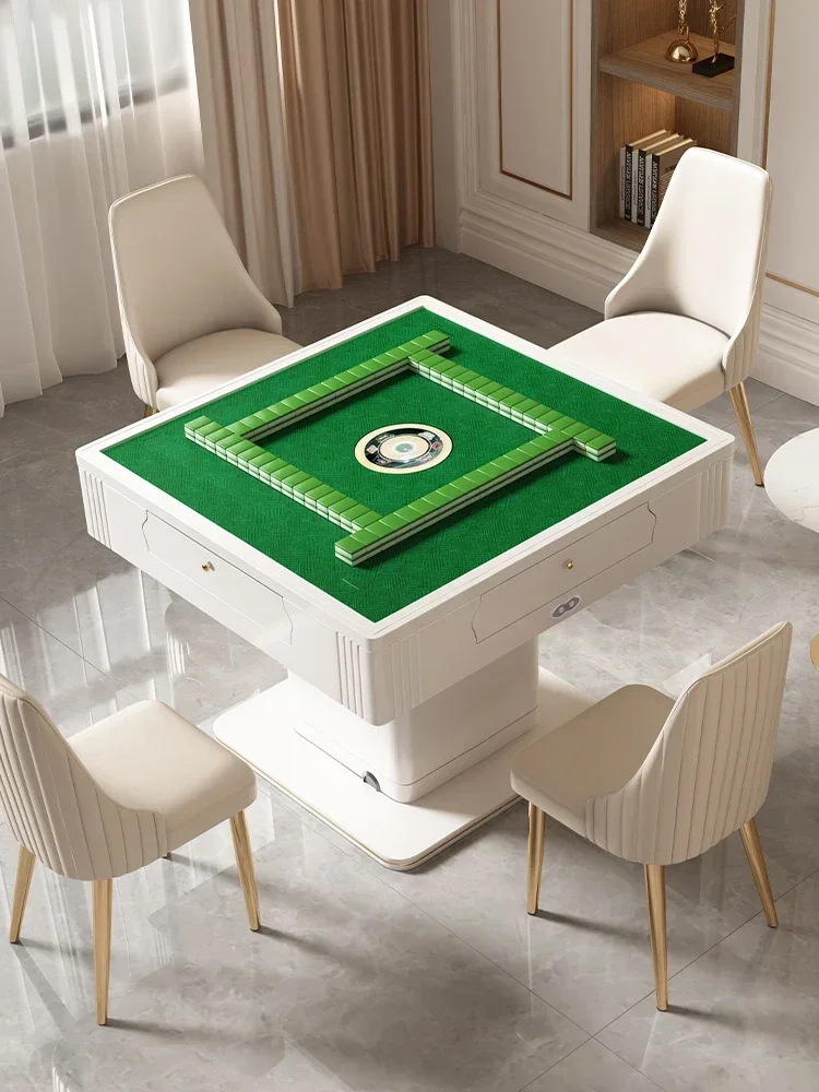 A newModern electric lifting three-purpose integrated rock slab mahjong tables and chairs, silent chess and card tables