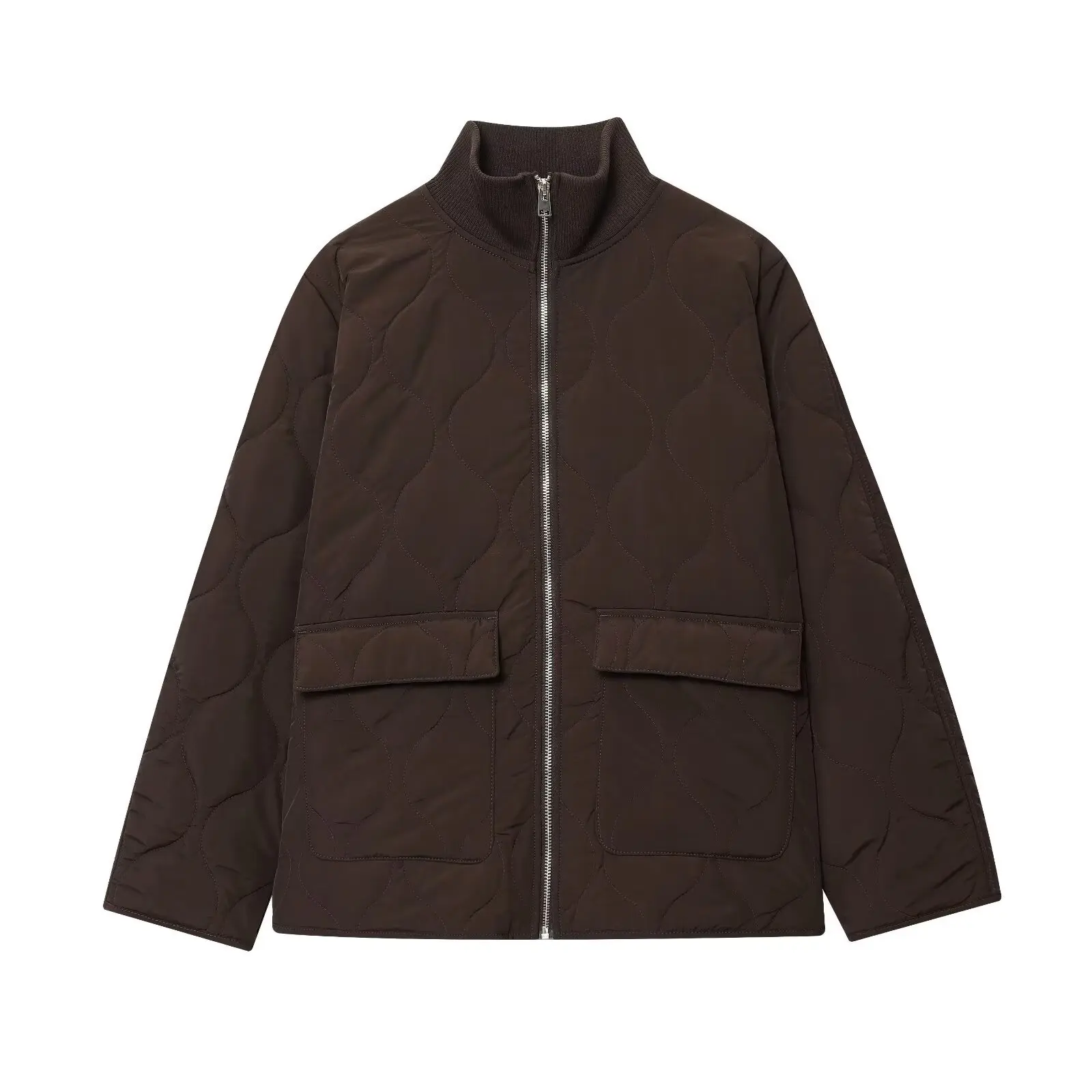 Parka damska na jesień i zimę, ocieplana, z wysokim kołnierzem, luźny krój, płaszcz z watowaniem bawełnianym, zapinana na zamek i guziki, styl vintage.
