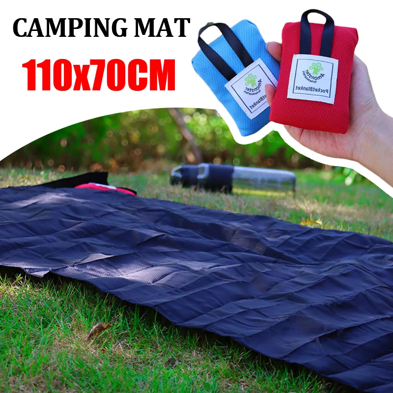 Portable Pocket Camping Mat Beach Blanket Outdoor Ultra-thin Waterproof Beach Mat Hiking Travel Lightweight Picnic Blanket