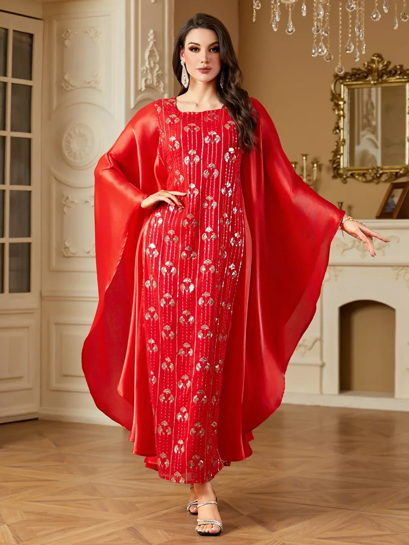 فستان إسلامي طويل للنساء عباية حفلات ترتر فيستدوس لارغوس عيد رمضان المغرب دبي عبايات قفطان فساتين إسلامية 2026 رداء #2