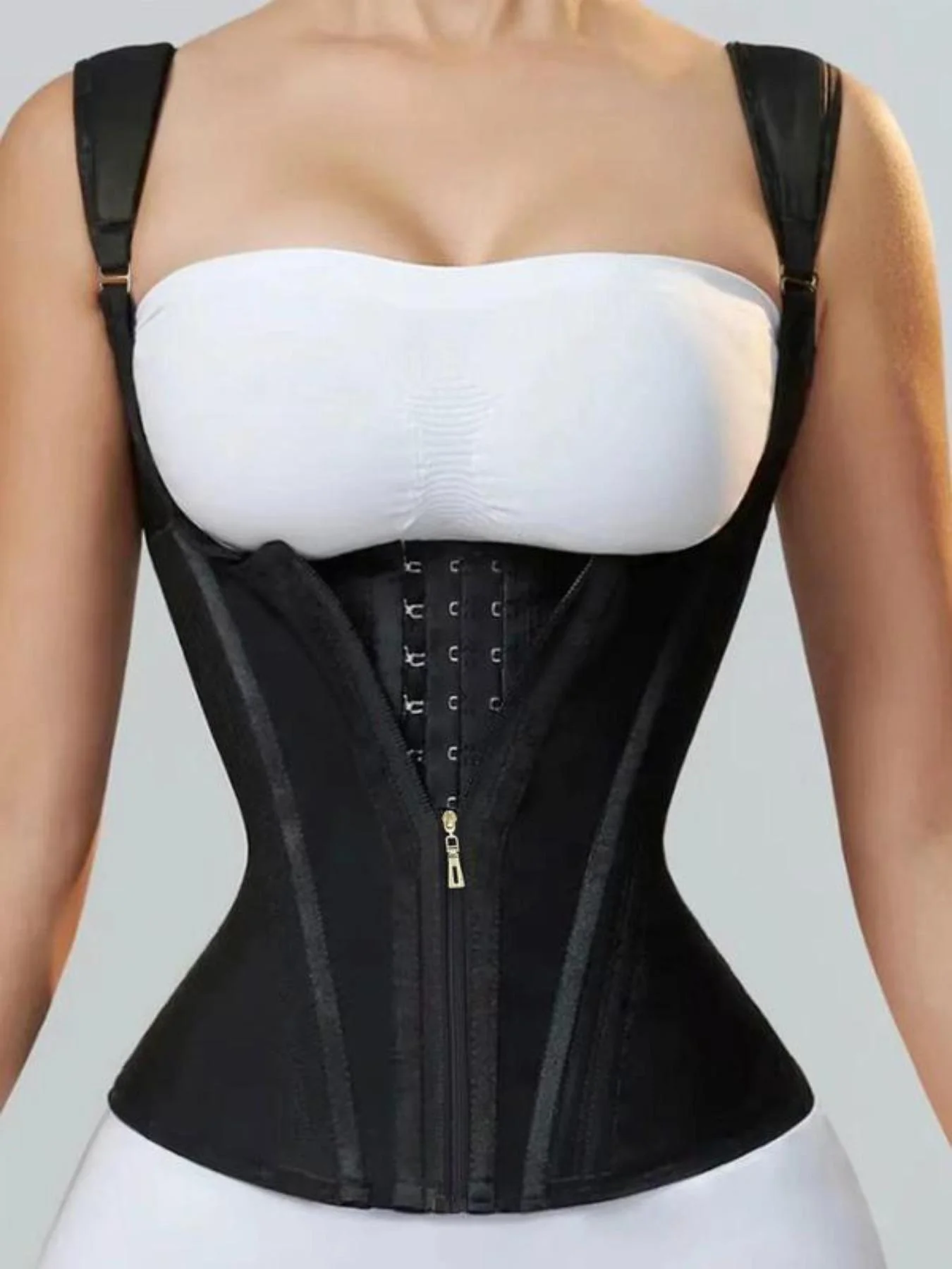 Body Shapewear Double Compression Waist Trainer Corset Adjustable Zipper and Hook-eyes Flat Belly Body Shaper image 6