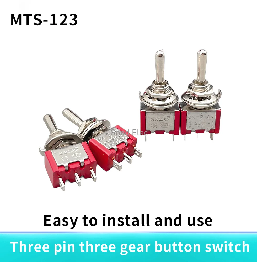 5pcs/10pcs Red Momentary/lock Mini MTS-123/MTS-103 3-Pin SPDT ON-OFF-ON 6A 125VAC  Miniature Toggle Switches