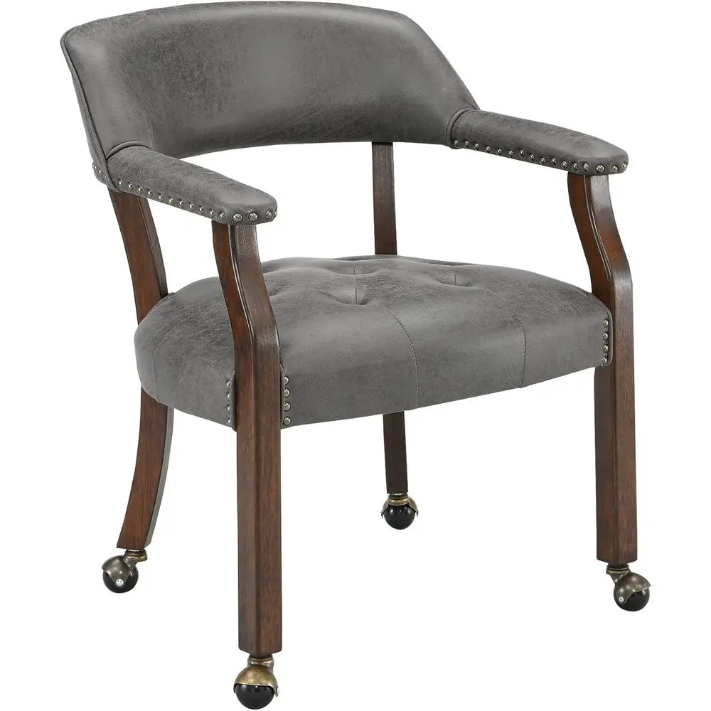 

Серые обеденные стулья из замши на колесиках с подлокотниками, подходят для офисных столов или гостиных, высота 31,5 дюйма, выдерживают до [вставьте максимальную нагрузку, если известно], фунтов.