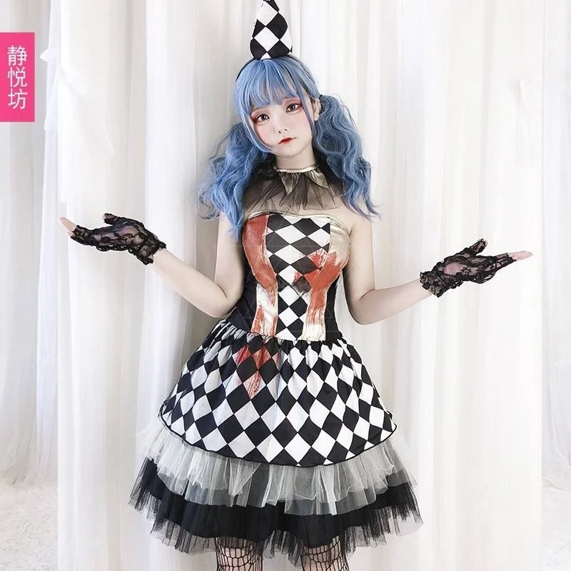 ชุดคอสตูมผู้ใหญ่สำหรับวันฮาโลวีน ชุดแม่มด/ปีศาจสำหรับการแสดงบนเวที แบบเปิดไหล่ ดีไซน์เก๋ไก๋