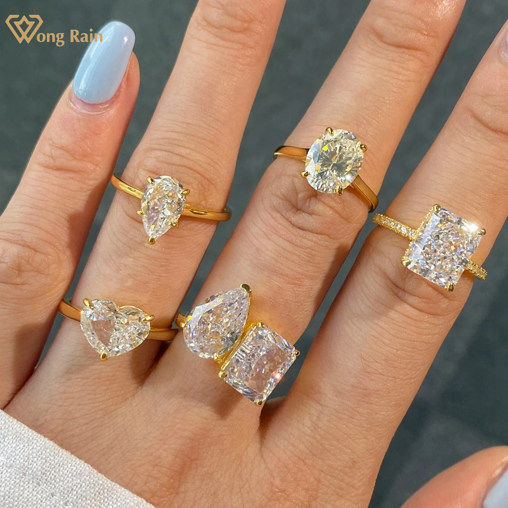 

Wong Rain 18K Gold Plated 925 Sterling Silver Lab Sapphire Gemstone Ring For Women Wedding Engagement Fine Jewelry Wholesale