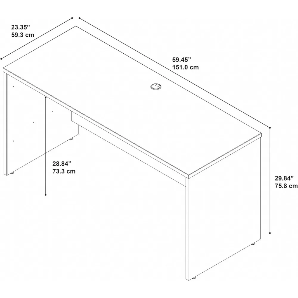 bush business furniture série c mesa de consulta, mesa de computador para casa ou escritório profissional, 60w x 24d, hansen cereja