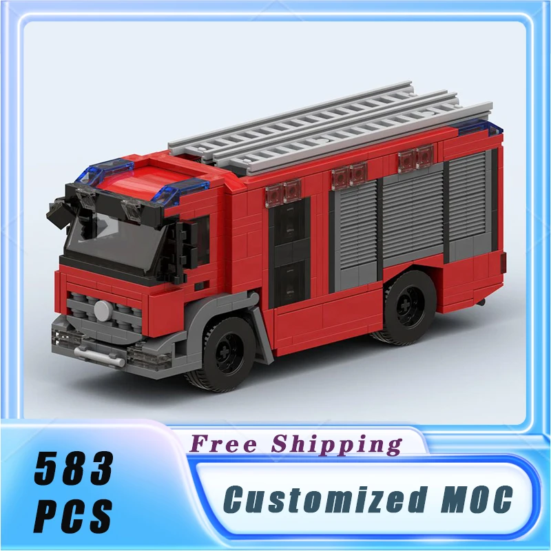 City Vehicle Fire Engine Car MOC Building Blocks Model Bricks Sets Assemble Collection Display Children's Toys Gifts 583PCS