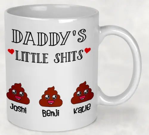 Dads Little Shits Mug Personalised Funny Gift For Fathers Day Cup for Dad Daddy