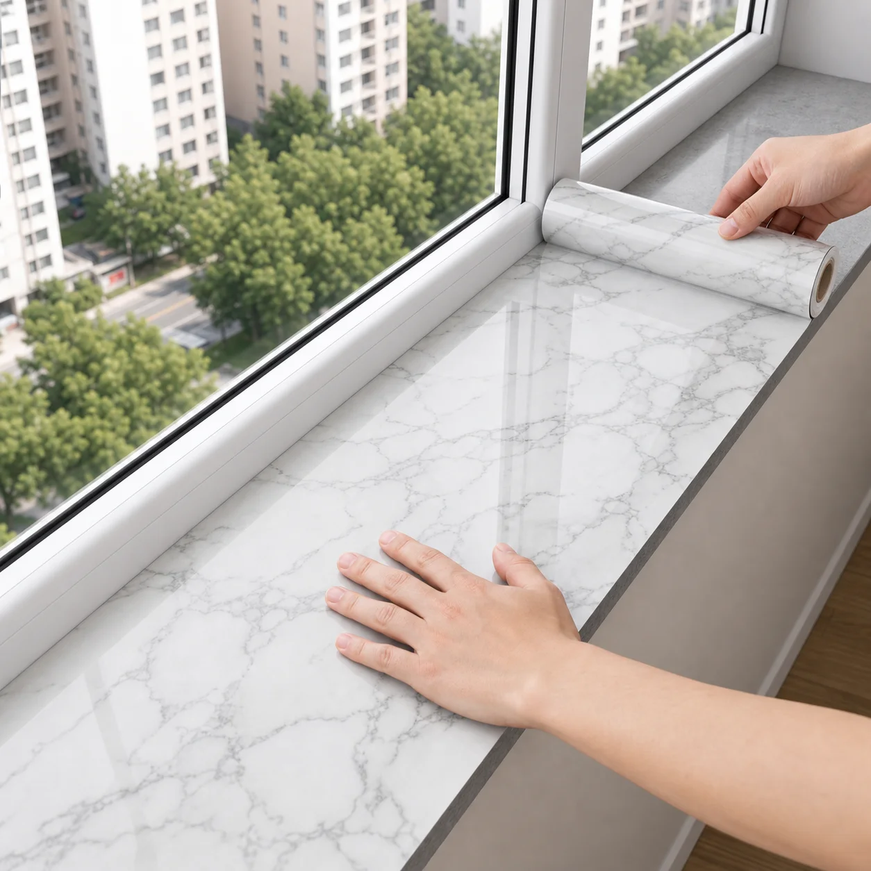 Oil-Proof Stain-Proof And Moisture-Proof This 20cm Wide Marble-Patterned Wallpaper Suitable For Stovetops And Tabletops.