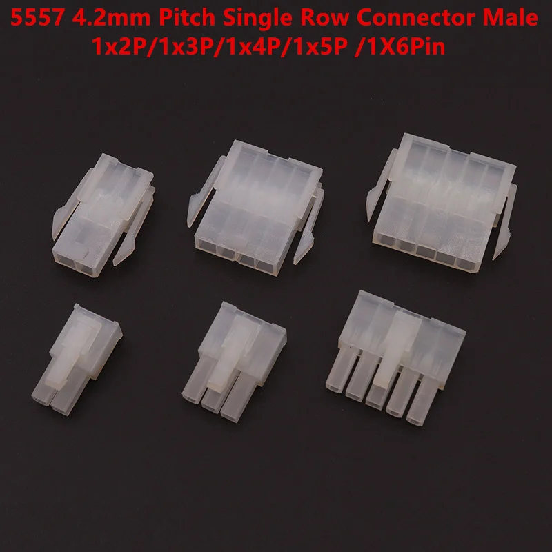 10Pcs 5557 4.2mm Pitch Single Row Connector Male Female Shell Pair Locking Connector 1x2P/1x3P/1x4P/1x5P /1X6P