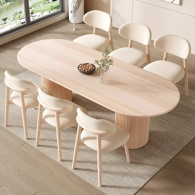 

For New Modern Design Oval Natural Oak Wood Dining Table & Console for Home & Office Furniture