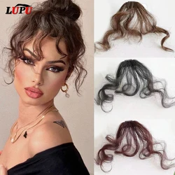 LUPU Synthetic Curly Hair Bangs Clip in Hair Extensions Easy to Use Fake Bangs Natural Clip on Bangs Black Brown High Tempure